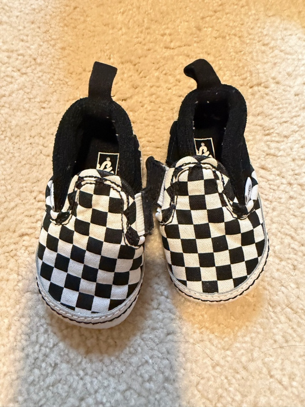 Vans Baby Checkerboard Slip-On Shoes - Black & White
